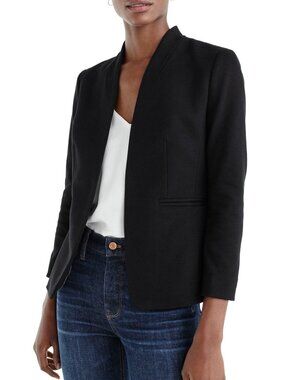 J. Crew Going-Out Open Front Blazer Tailored Jacket in Black Size 10 Petite